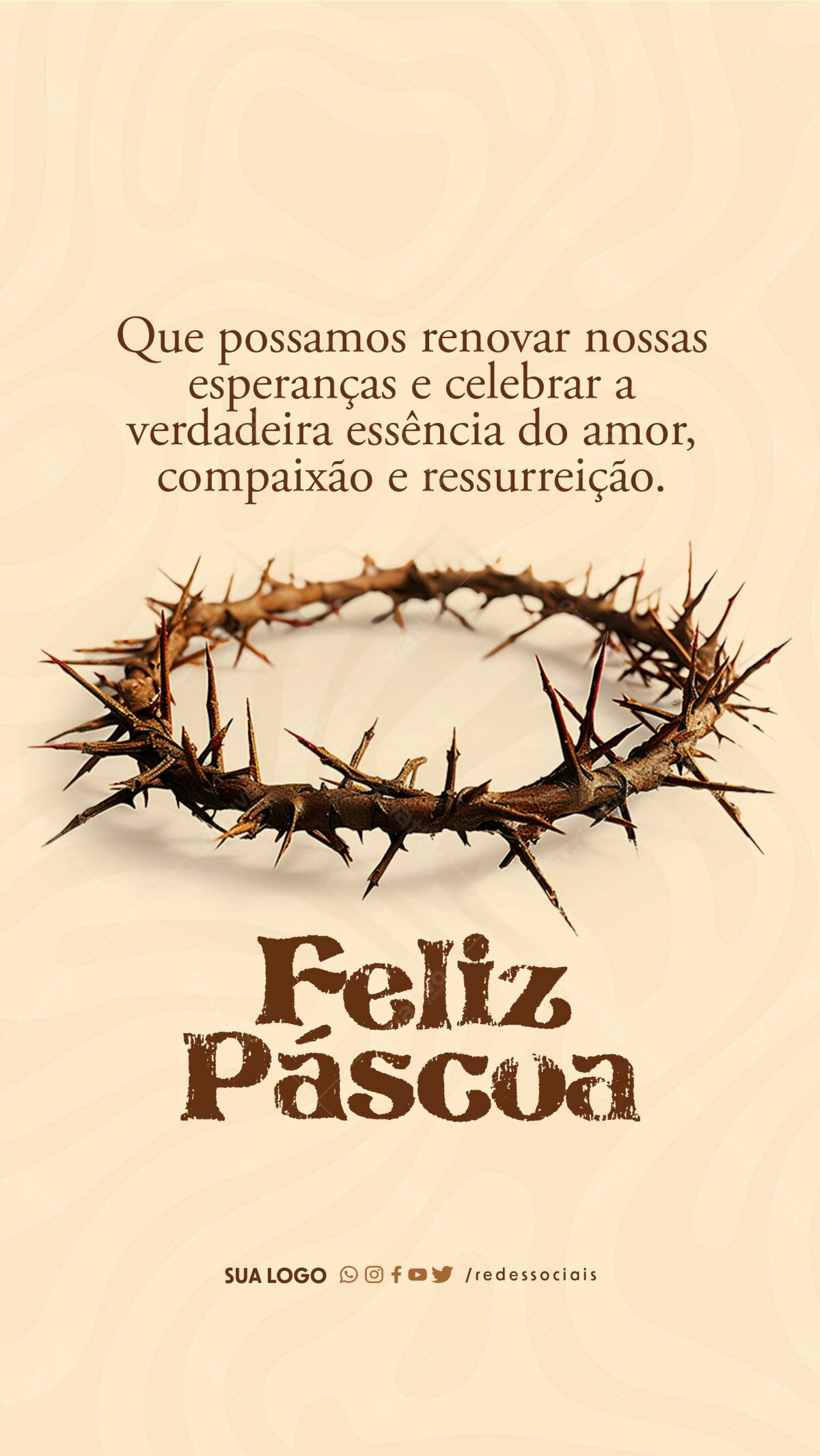 Flyer Páscoa com coroa de espinhos PSD Editável