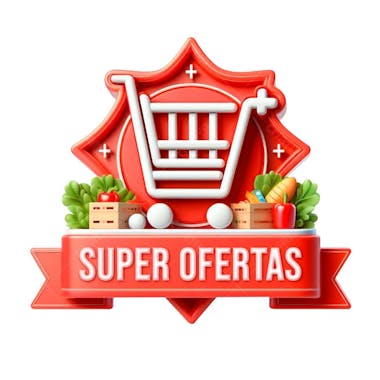 Super ofertas selo 3d vermelho branco verde para composição