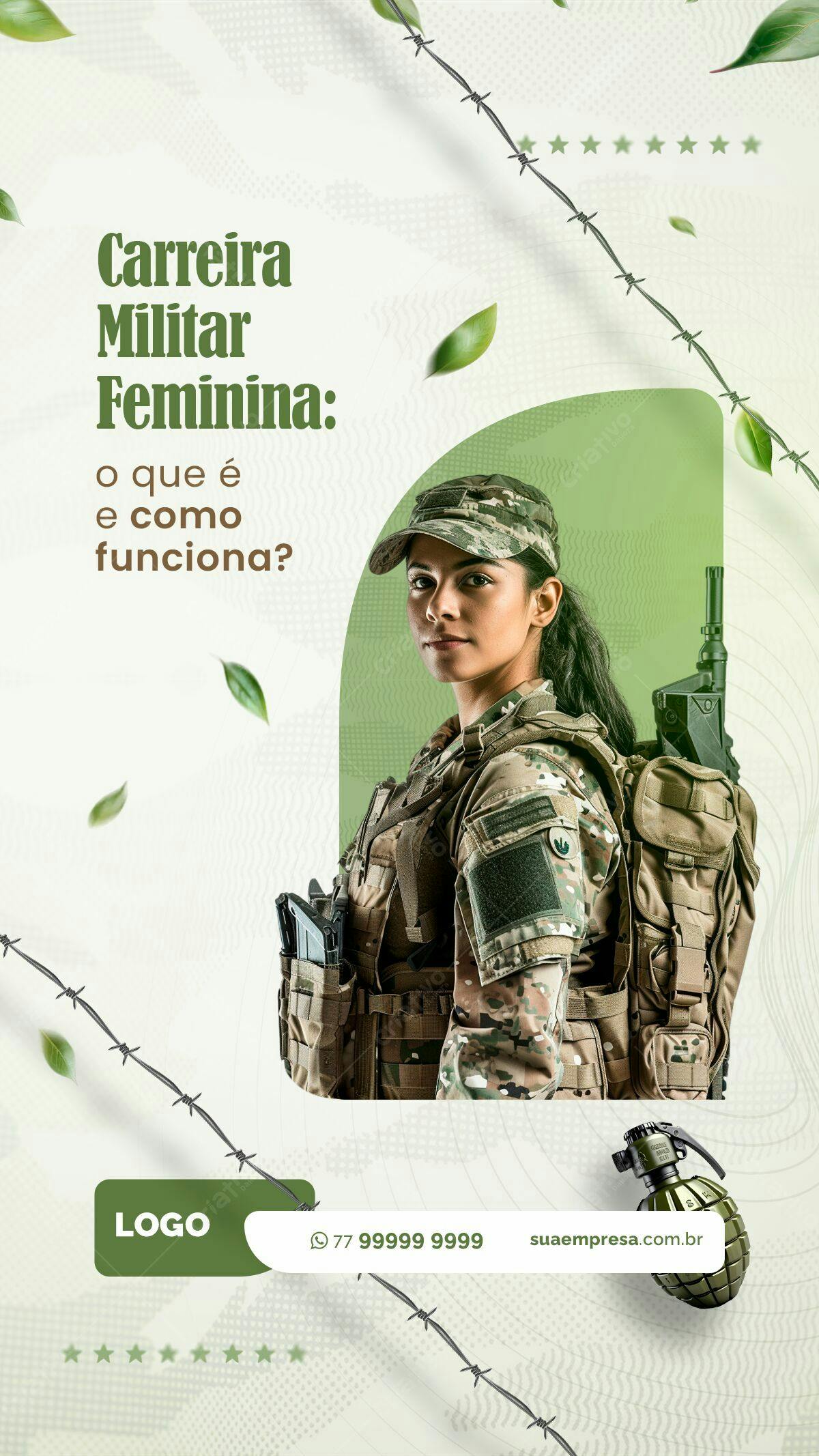 Flyer Carreira Militar Feminina PSD Editável