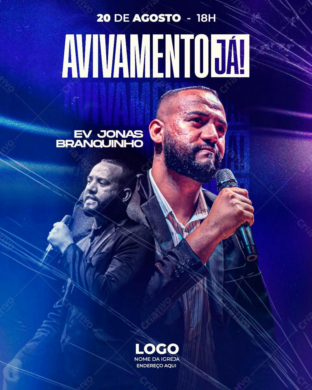 Flyer para Avivamento com Ev Jonas Branquinho PSD Editável