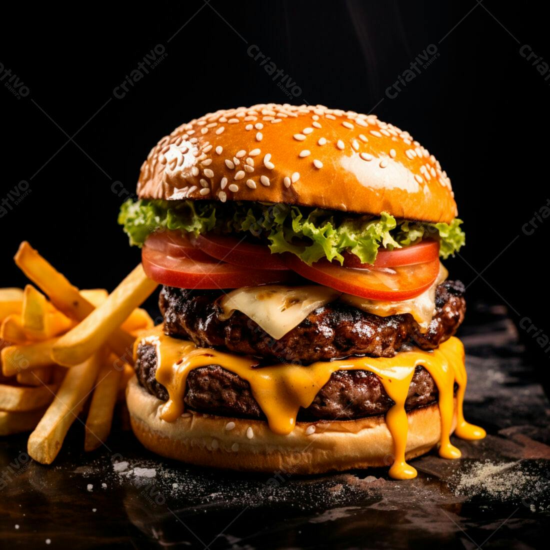 Duplo Cheeseburger com Batatas Fritas