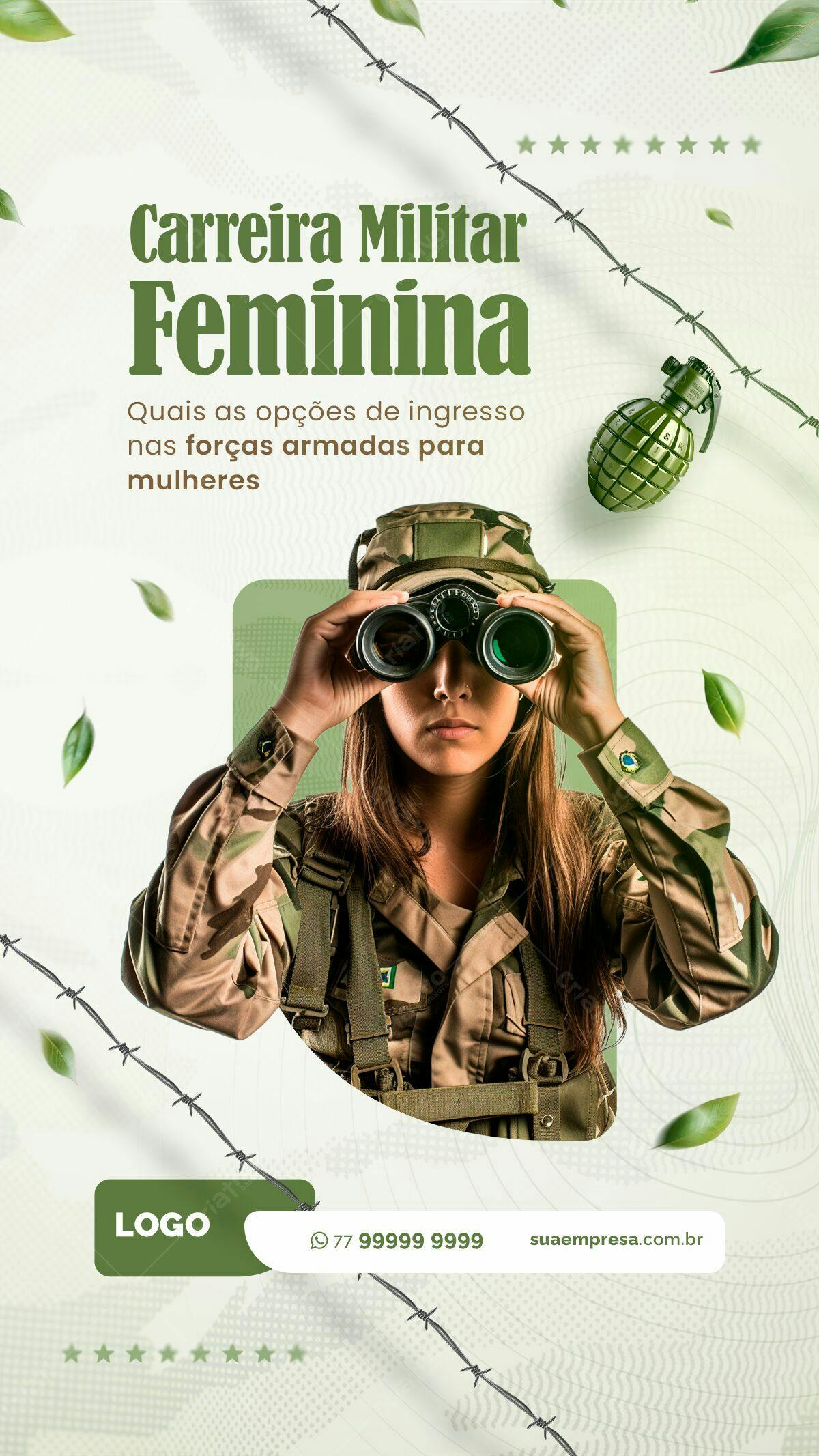 Flyer Carreira Militar Feminina PSD Editável
