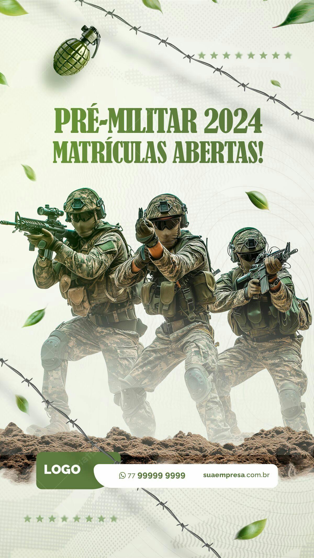 Flyer Pré-Militar 2024 Matrículas Abertas PSD Editável