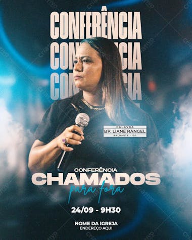 Psd grátis conferência chamados para fora gospel flyer