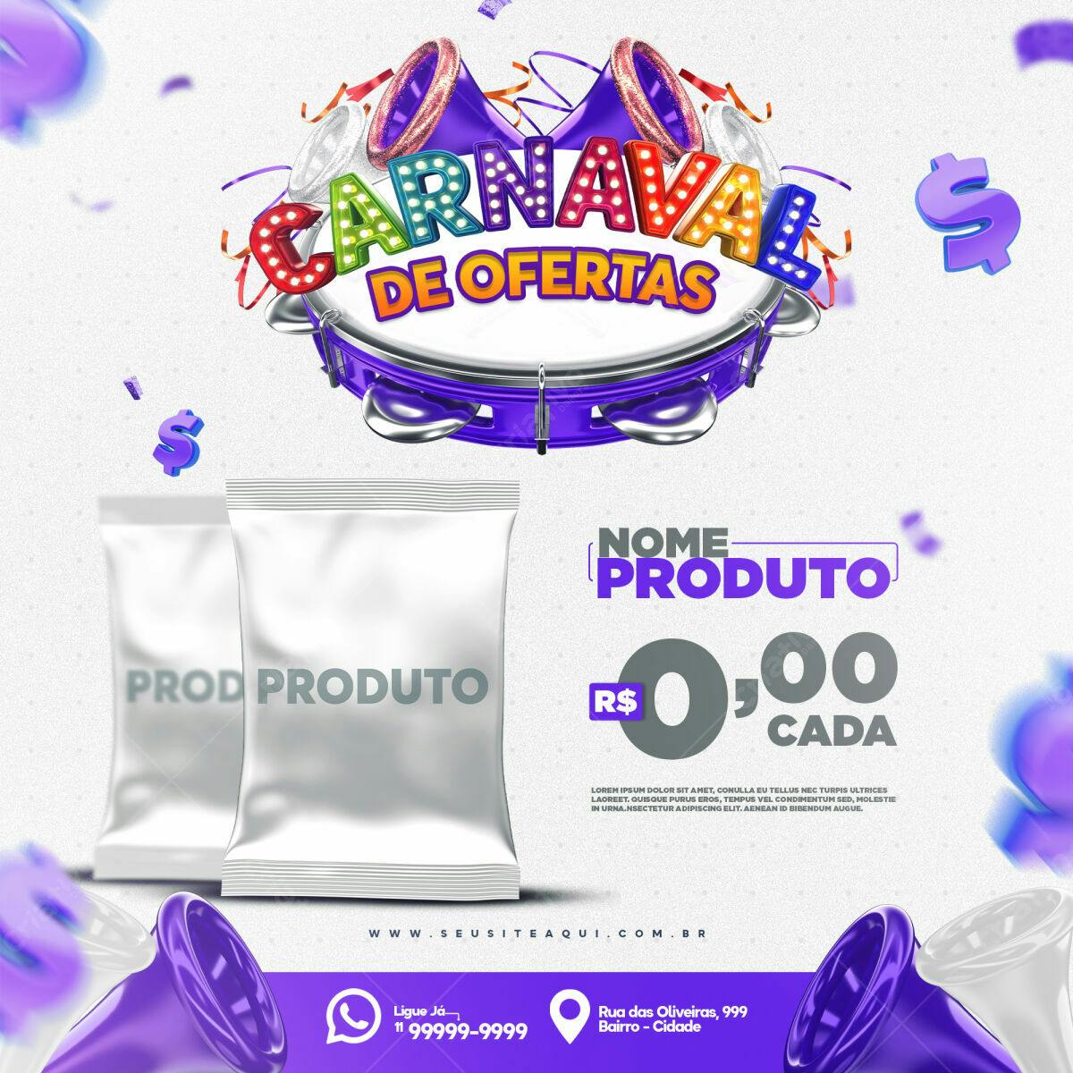 Flyer Carnaval de Ofertas PSD Editável