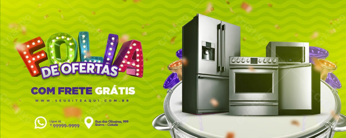 Banner Folia de Ofertas com Eletrodomésticos PSD Editável