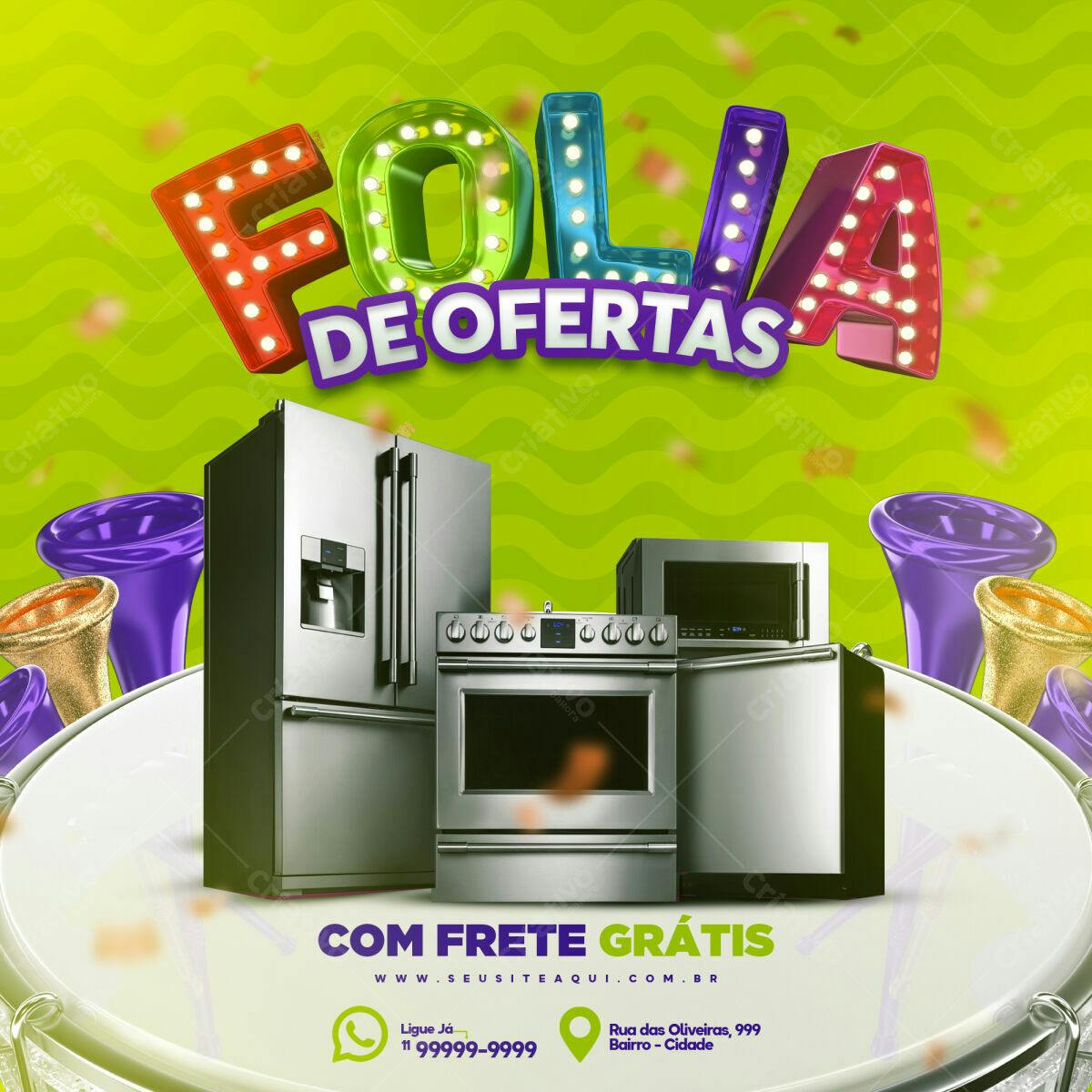 Flyer Folha de Ofertas com Eletrodomésticos PSD Editável