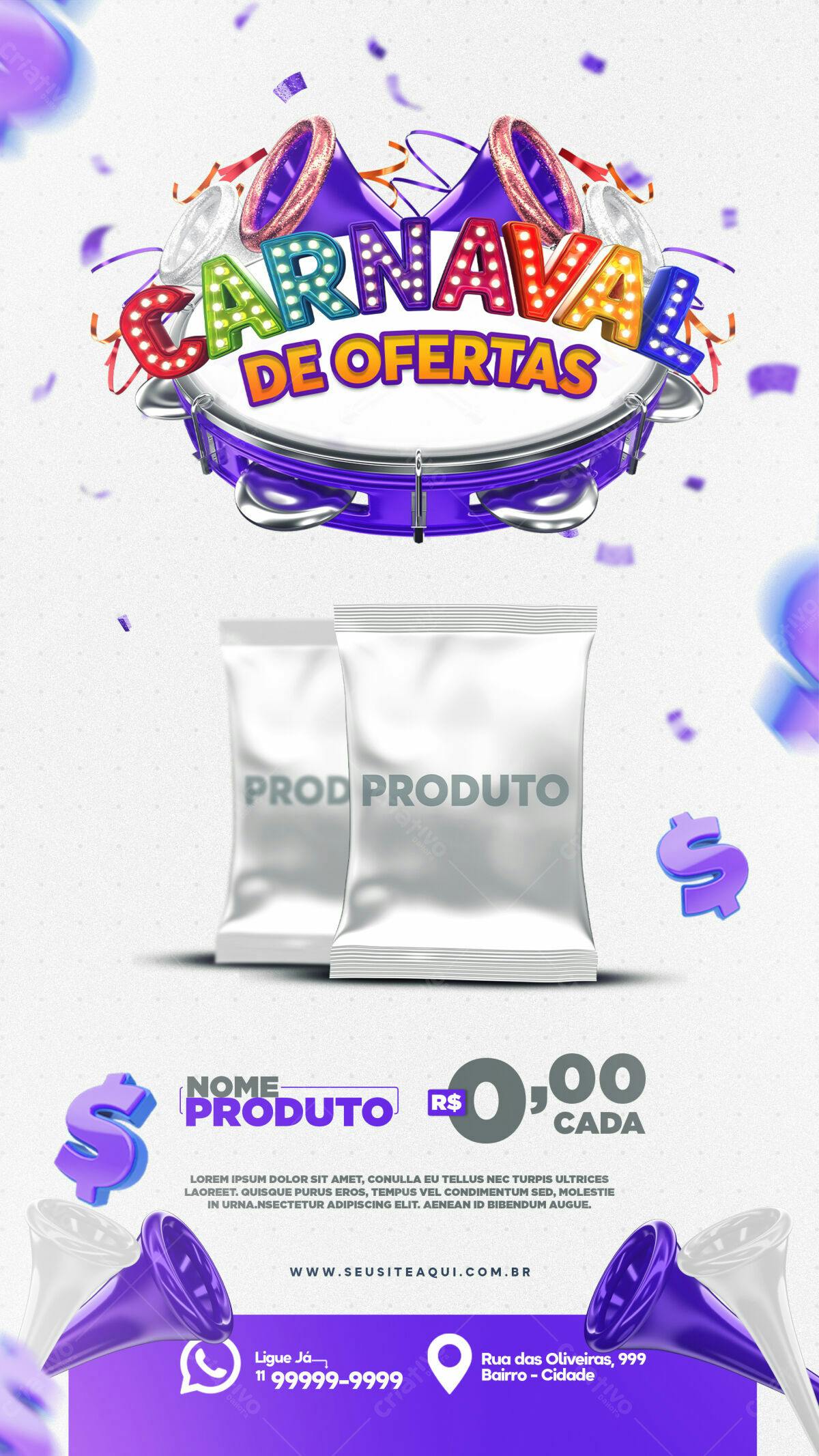 Flyer Carnaval de Ofertas PSD Editável