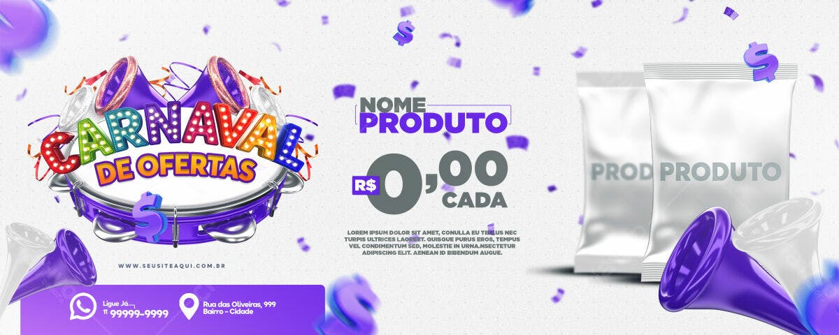 Banner Carnaval de Ofertas PSD Editável