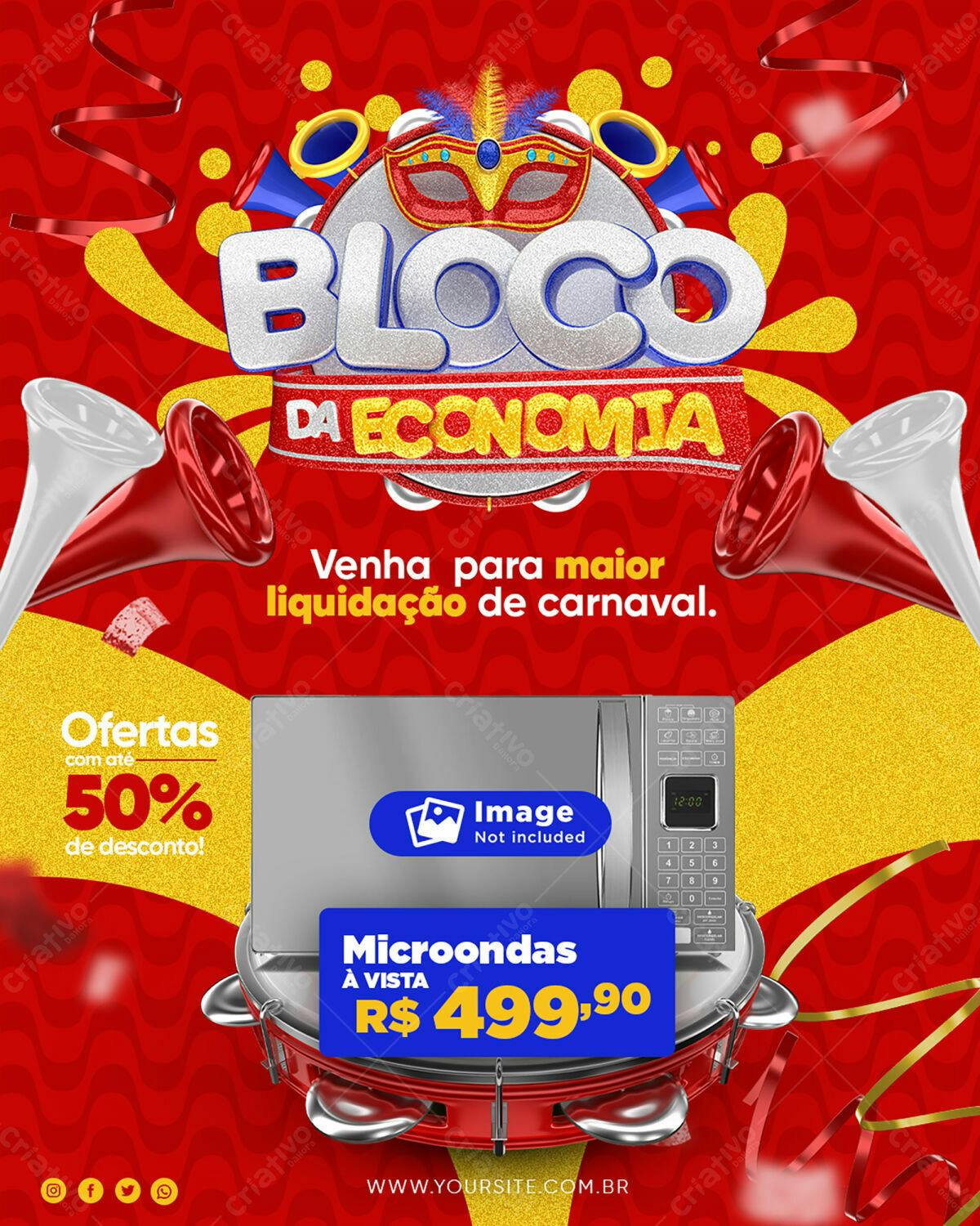 Flyer Carnaval com Ofertas PSD Editável