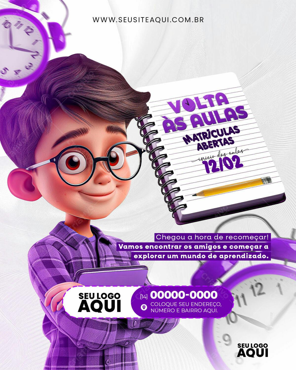 Flyer Volta às Aulas PSD Editável