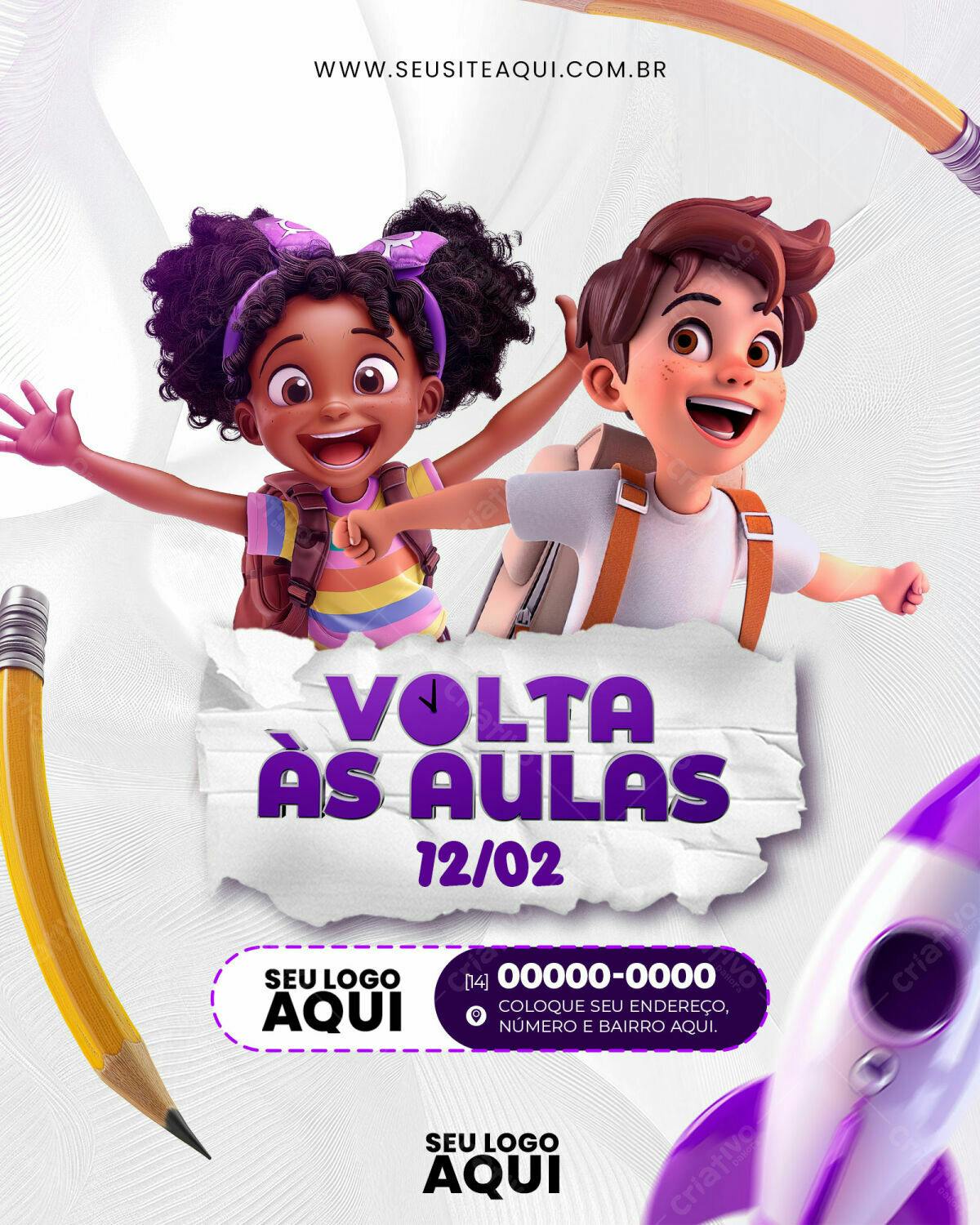 Flyer Volta às Aulas PSD Editável