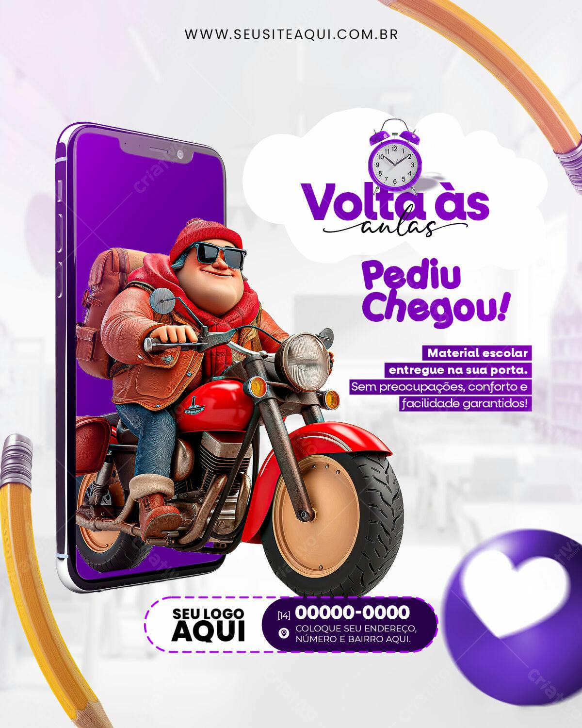Flyer Volta às Aulas PSD Editável