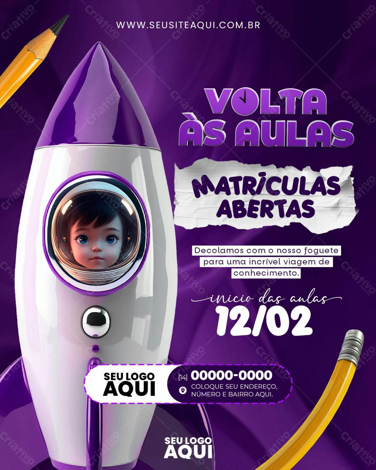 Flyer Volta às Aulas PSD Editável