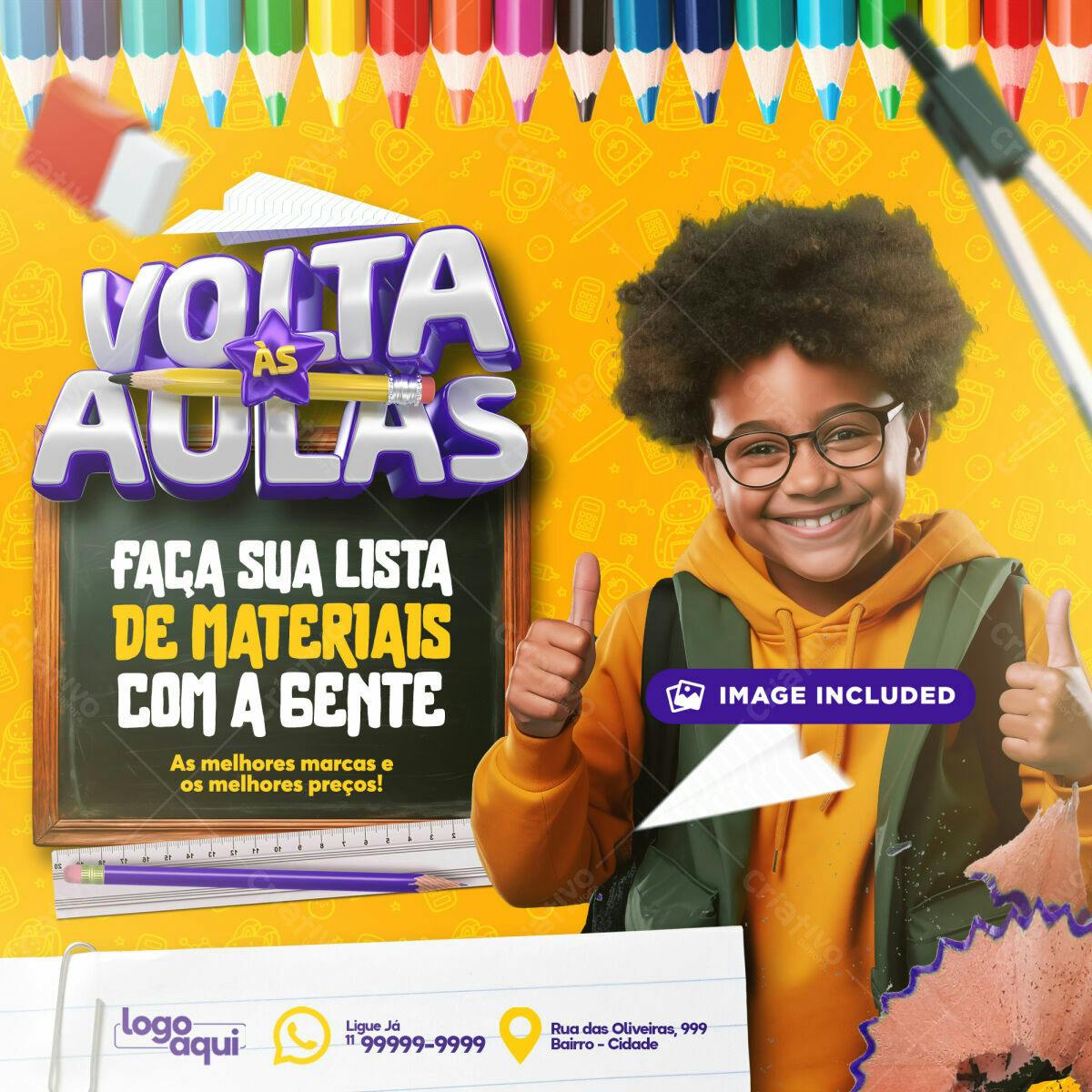 Flyer Volta às Aulas PSD Editável
