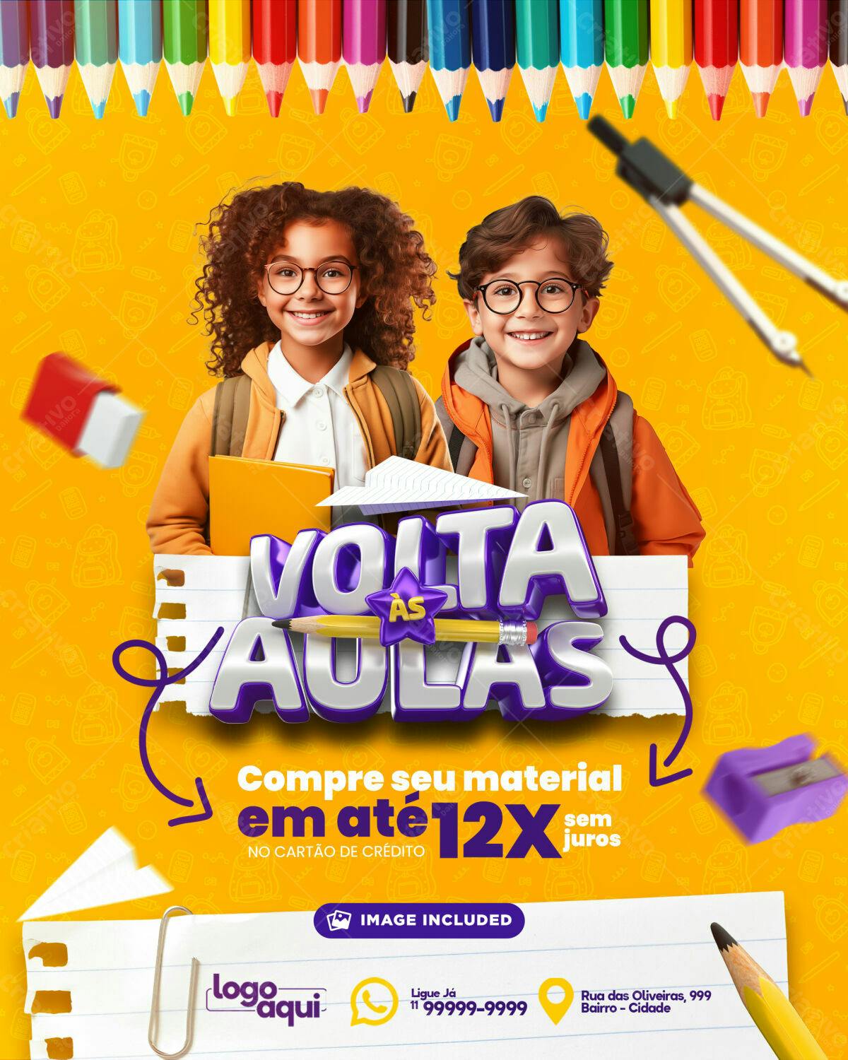Flyer Volta às Aulas PSD Editável