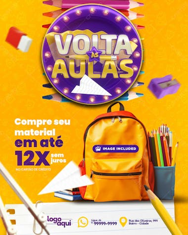 Volta às aulas compre tudo 12 x psd editável