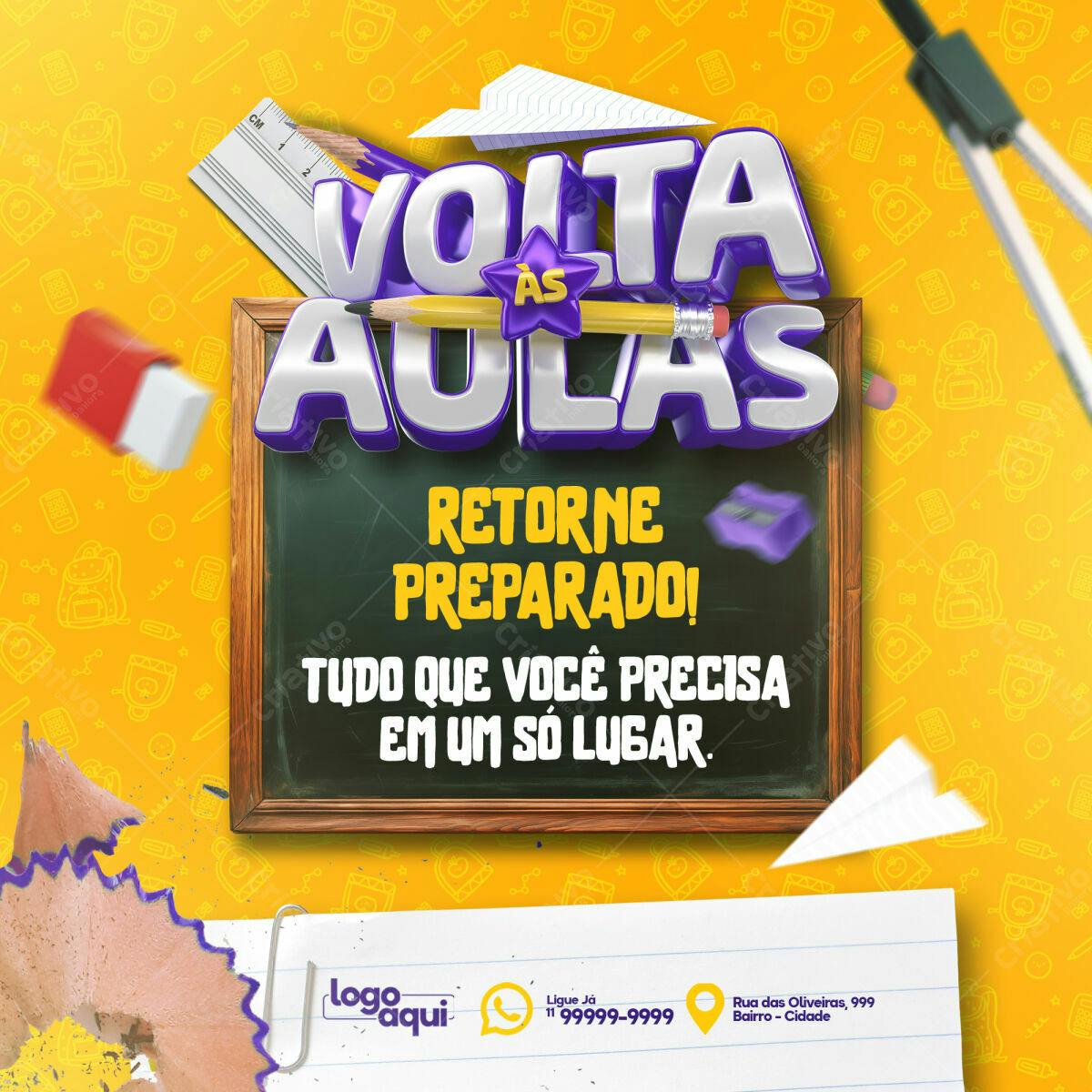 Flyer Volta às Aulas PSD Editável