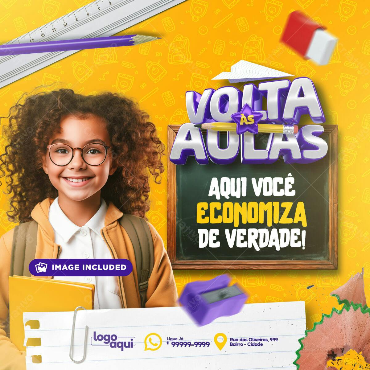 Flyer Volta às Aulas PSD Editável