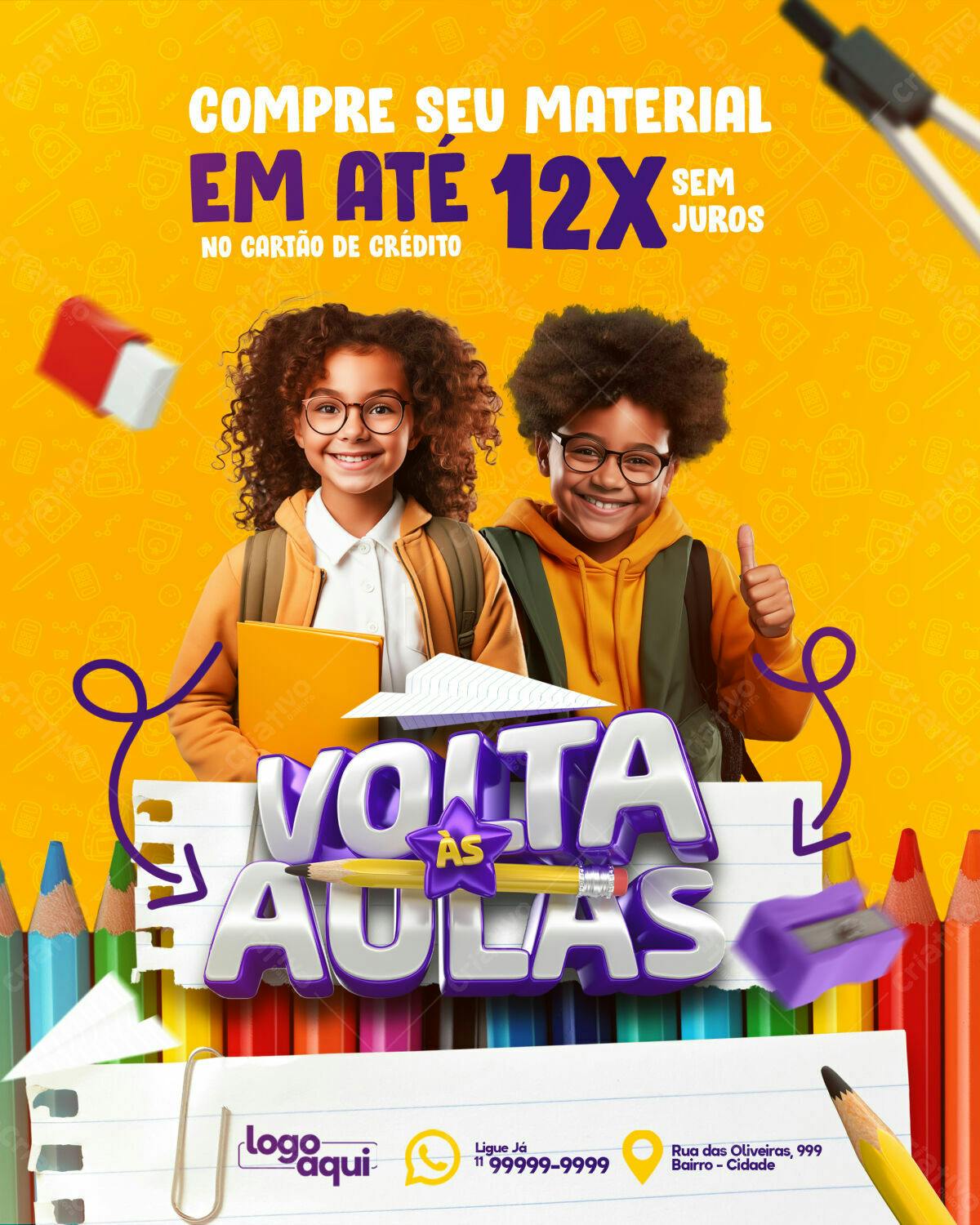 Flyer Volta às Aulas PSD Editável