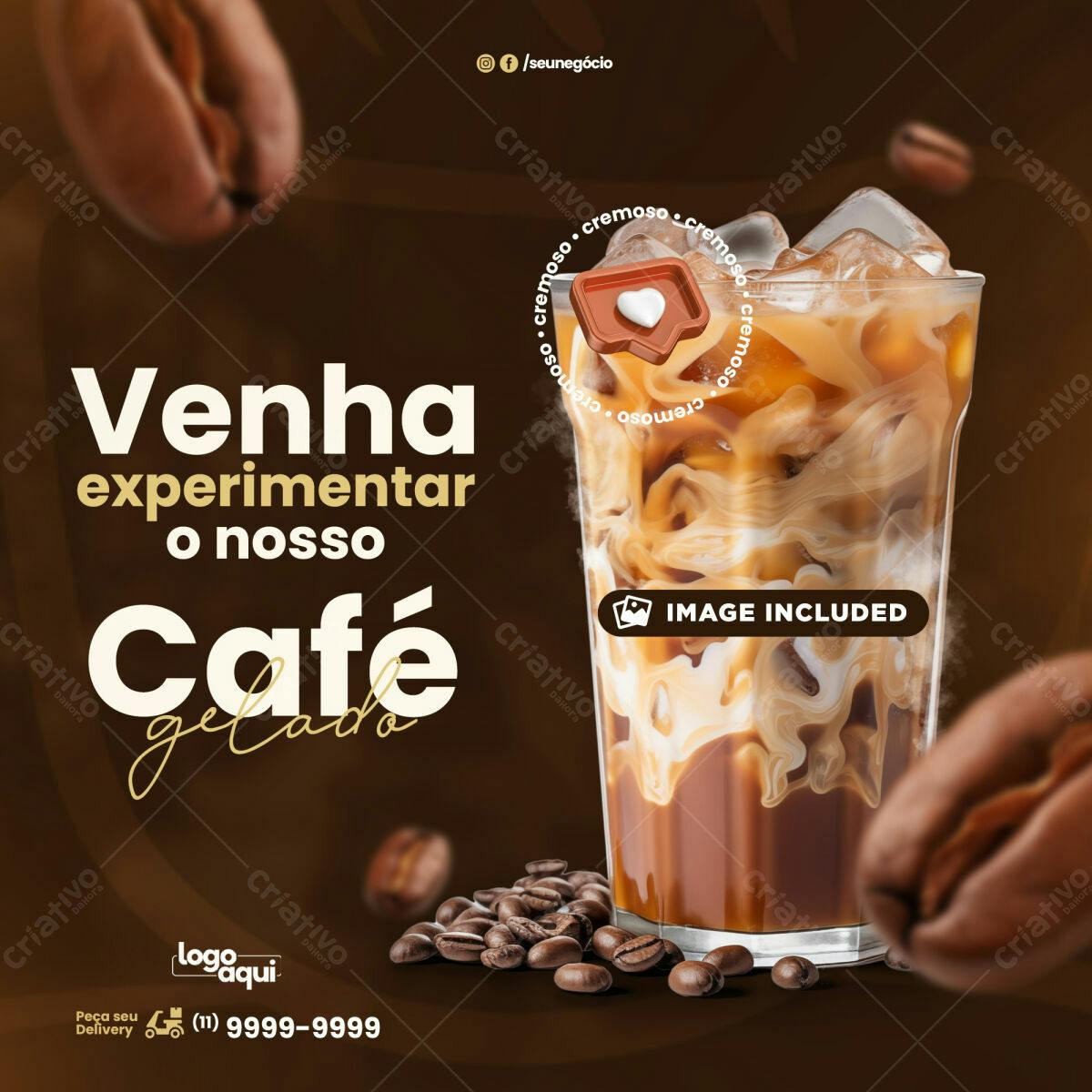 Post para Café Gelado PSD Editável