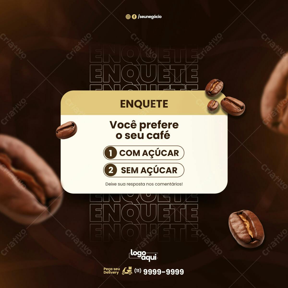 Enquete Café com ou sem Açúcar PSD Editável