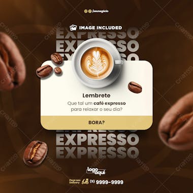 Lembrete café expresso psd editável