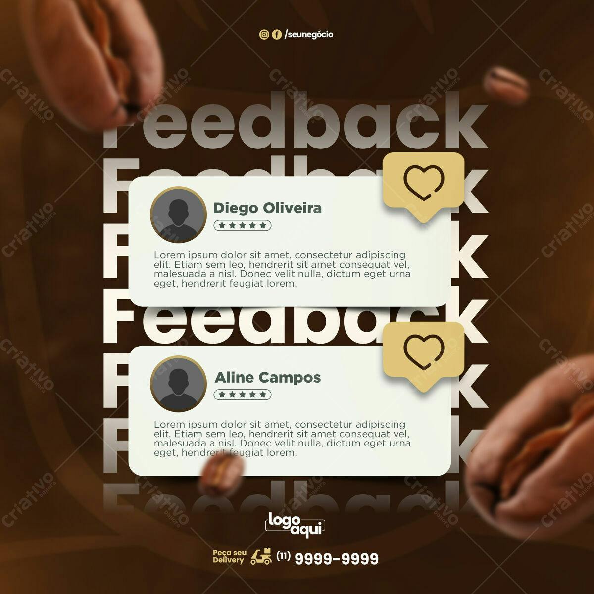 Postagem de Feedback para Redes Sociais PSD Editável