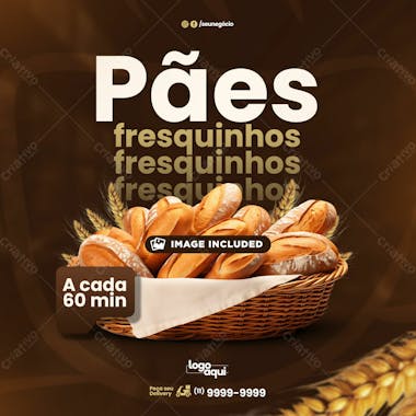 Pão francês fresquinhos psd editável