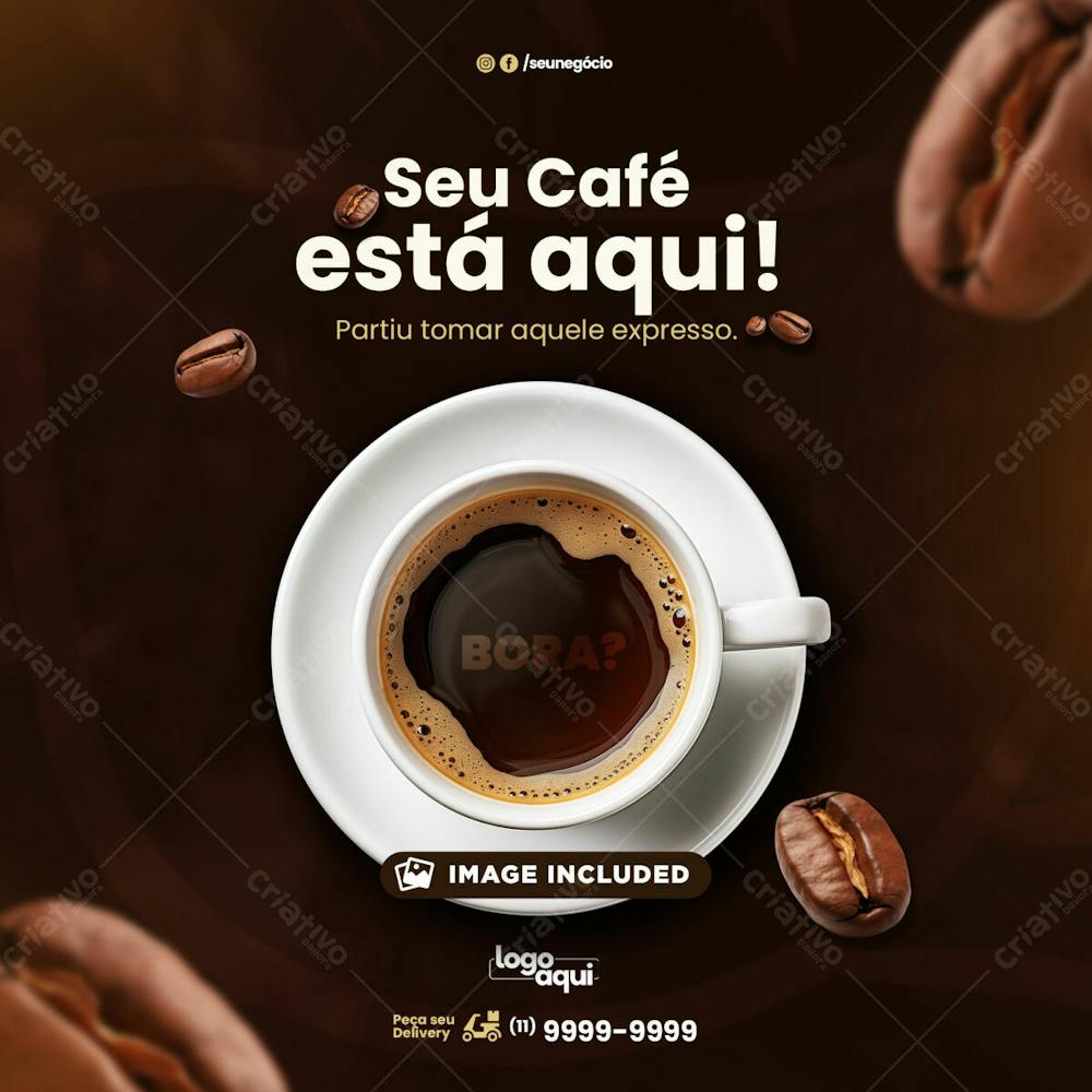 Seu Café Está Aqui Psd Editável