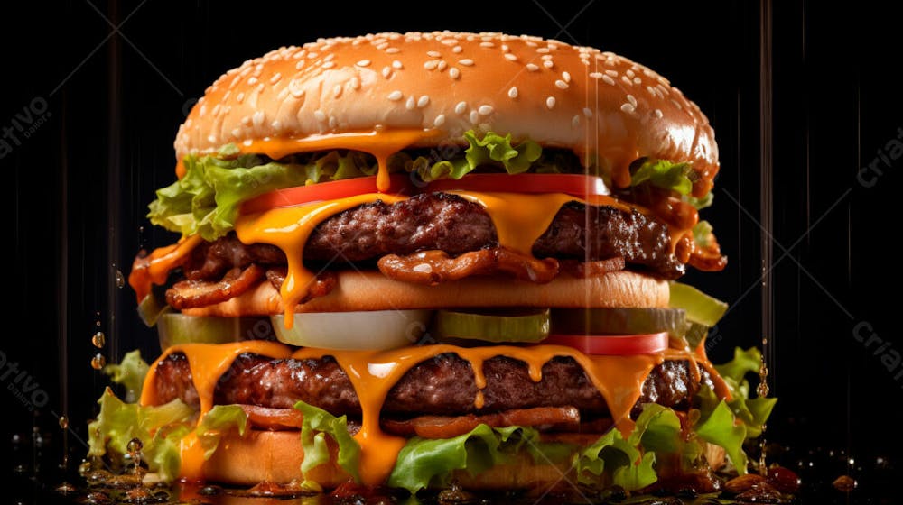  Imagem De Um Hamburguer Completo Em Fundo Preto 13