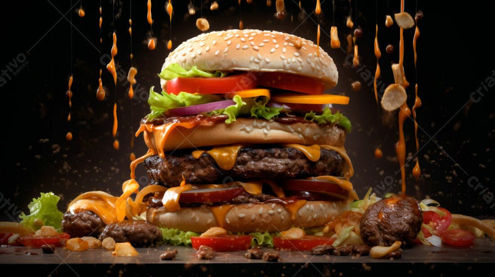  Imagem De Um Hamburguer Completo Em Fundo Preto 15