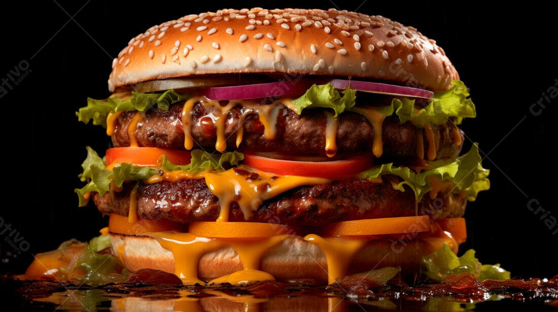 Duplo Cheeseburger suculento com queijo derretido