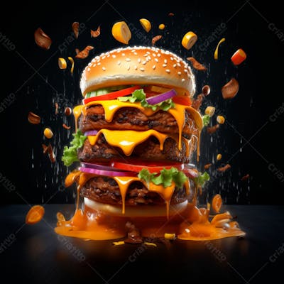  Imagem De Um Super Hamburguer Em Fundo Preto 9