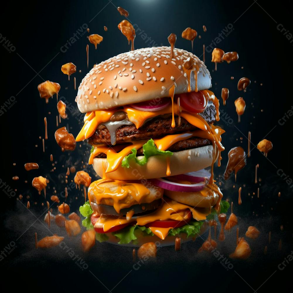  Imagem De Um Super Hamburguer Em Fundo Preto 11