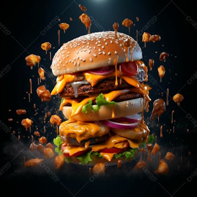  Imagem De Um Super Hamburguer Em Fundo Preto 11
