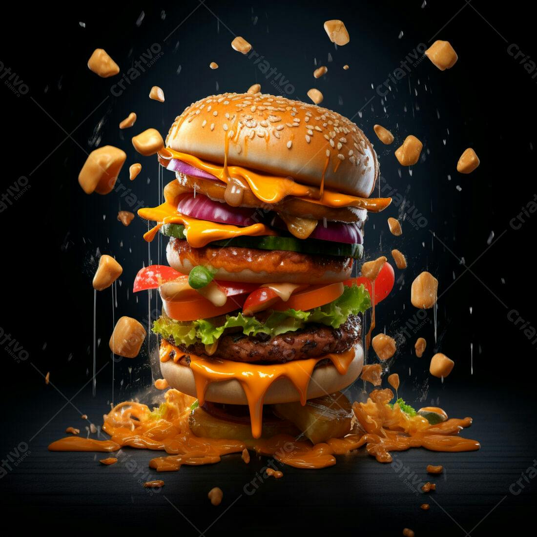 Hambúrguer Gigante com Queijo Derretido