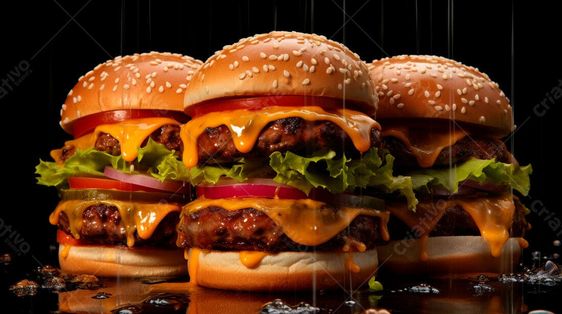Deliciosos Cheeseburgers Duplos sob Chuva