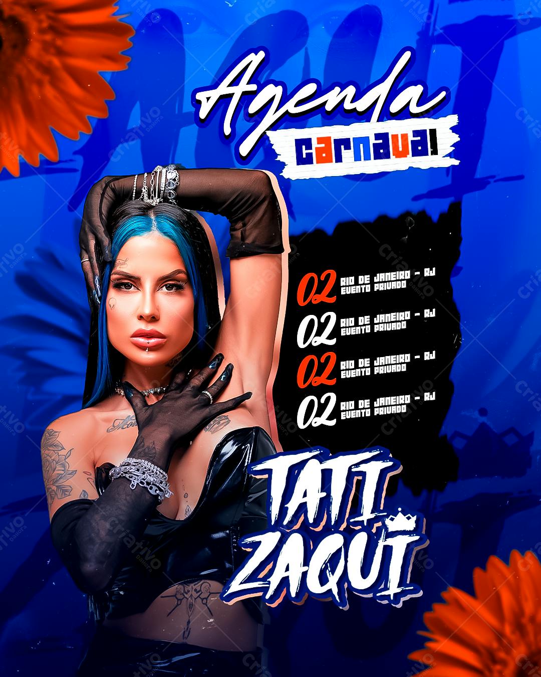 Flyer para Evento de Carnaval com Tati Zaqui PSD Editável
