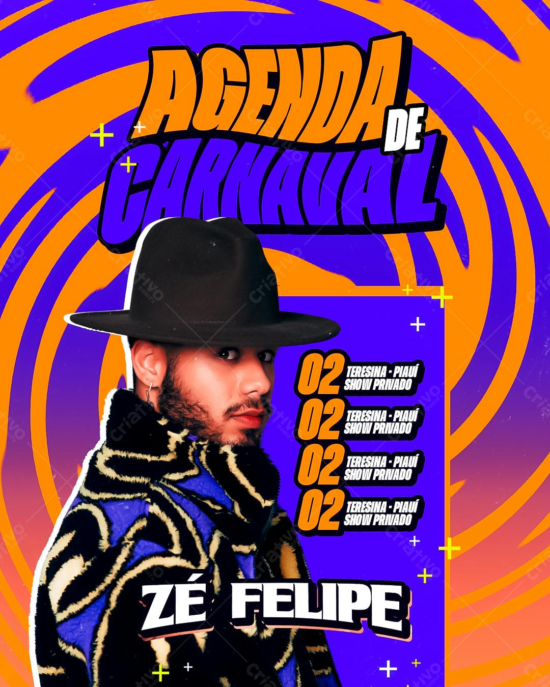 Flyer Agenda de Carnaval Zé Felipe PSD Editável