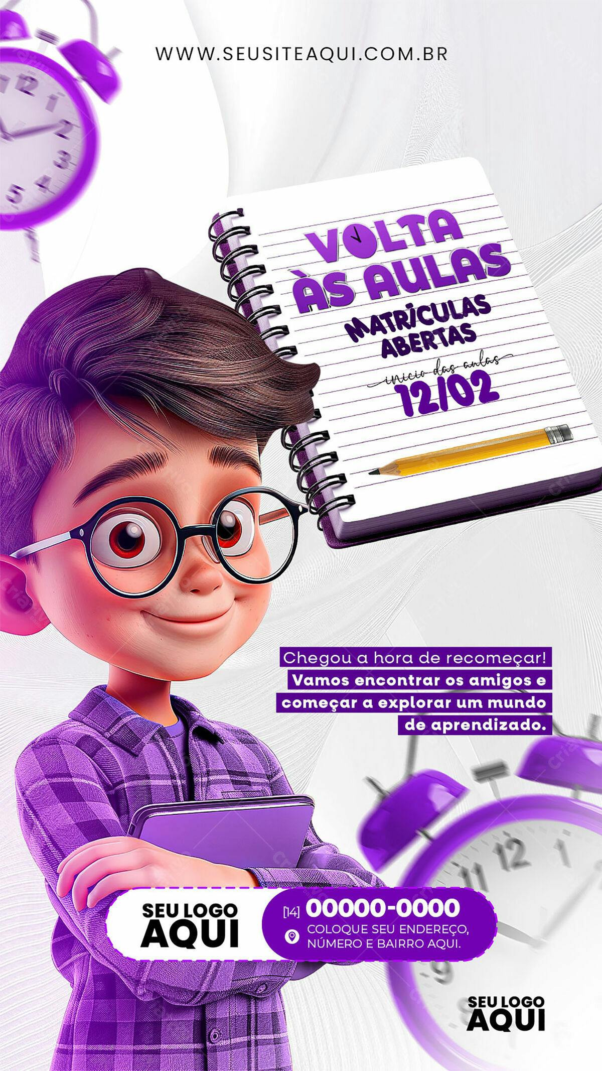 Flyer Volta às Aulas PSD Editável