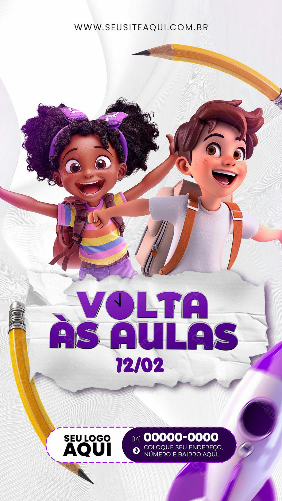 Flyer Volta às Aulas PSD Editável