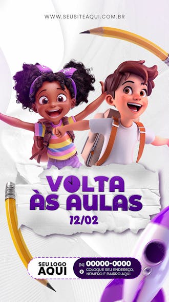 Story | volta às aulas | matrículas abertas | escola | psd e