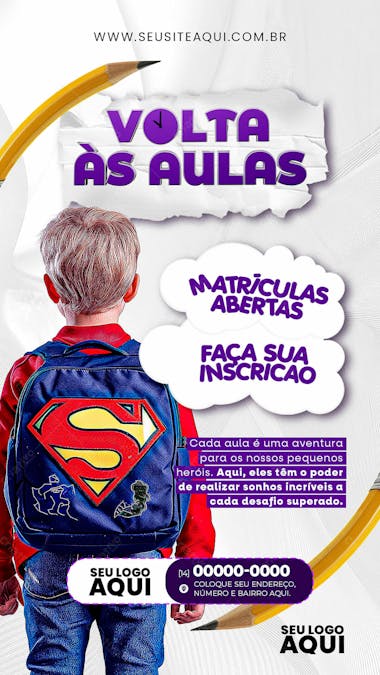 Story | volta às aulas | matrículas abertas | escola | psd e