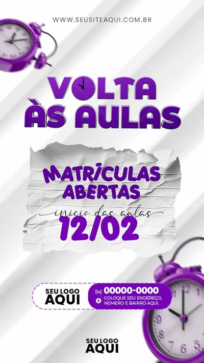 STORY | VOLTA ÀS AULAS | MATRÍCULAS ABERTAS | ESCOLA | PSD E