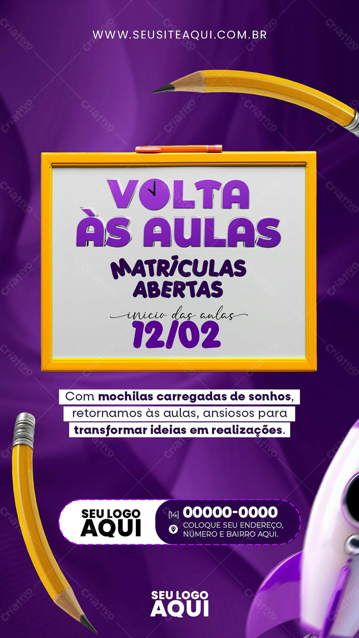 Flyer Volta às Aulas PSD Editável