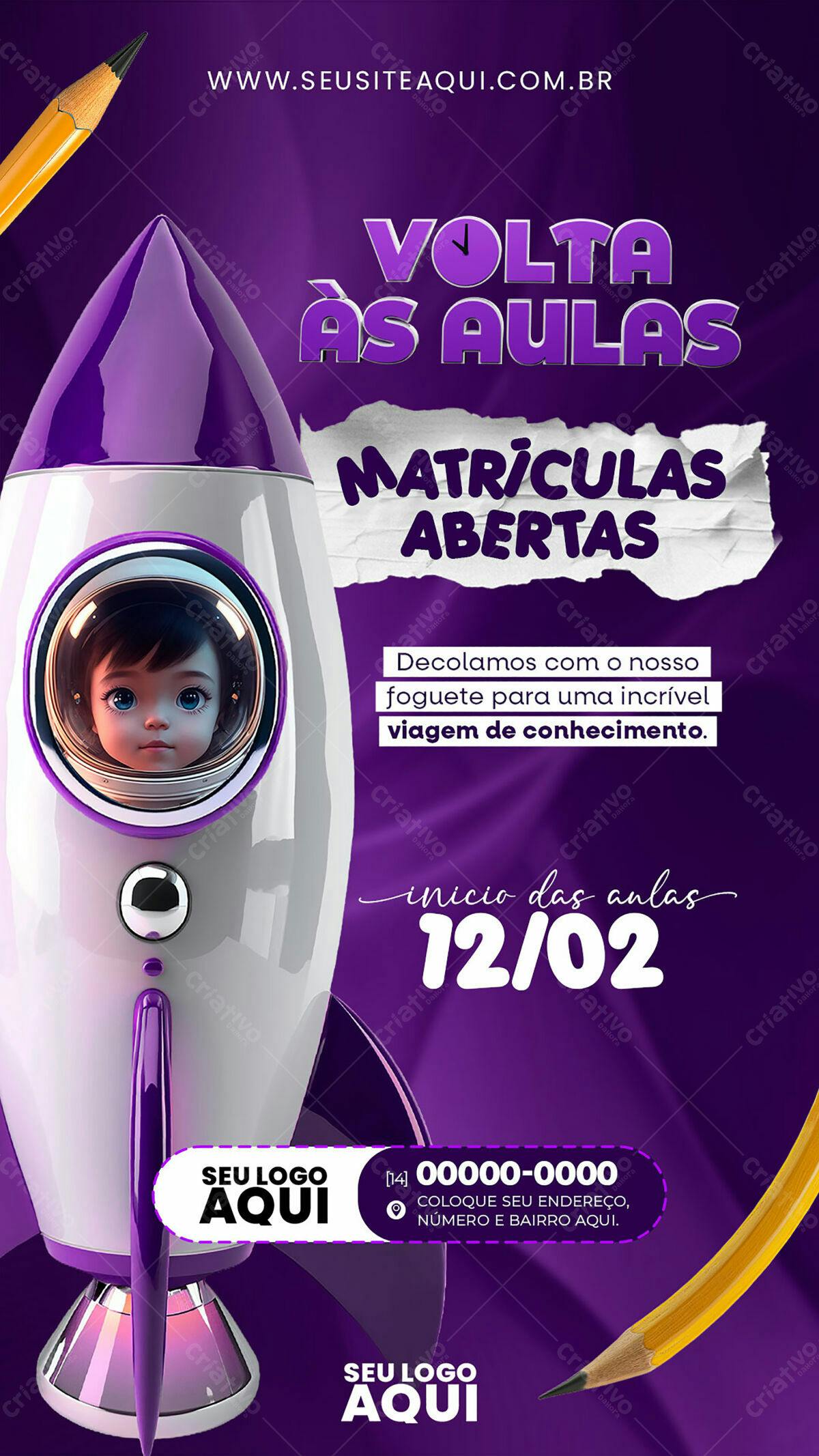 Flyer Volta às Aulas PSD Editável