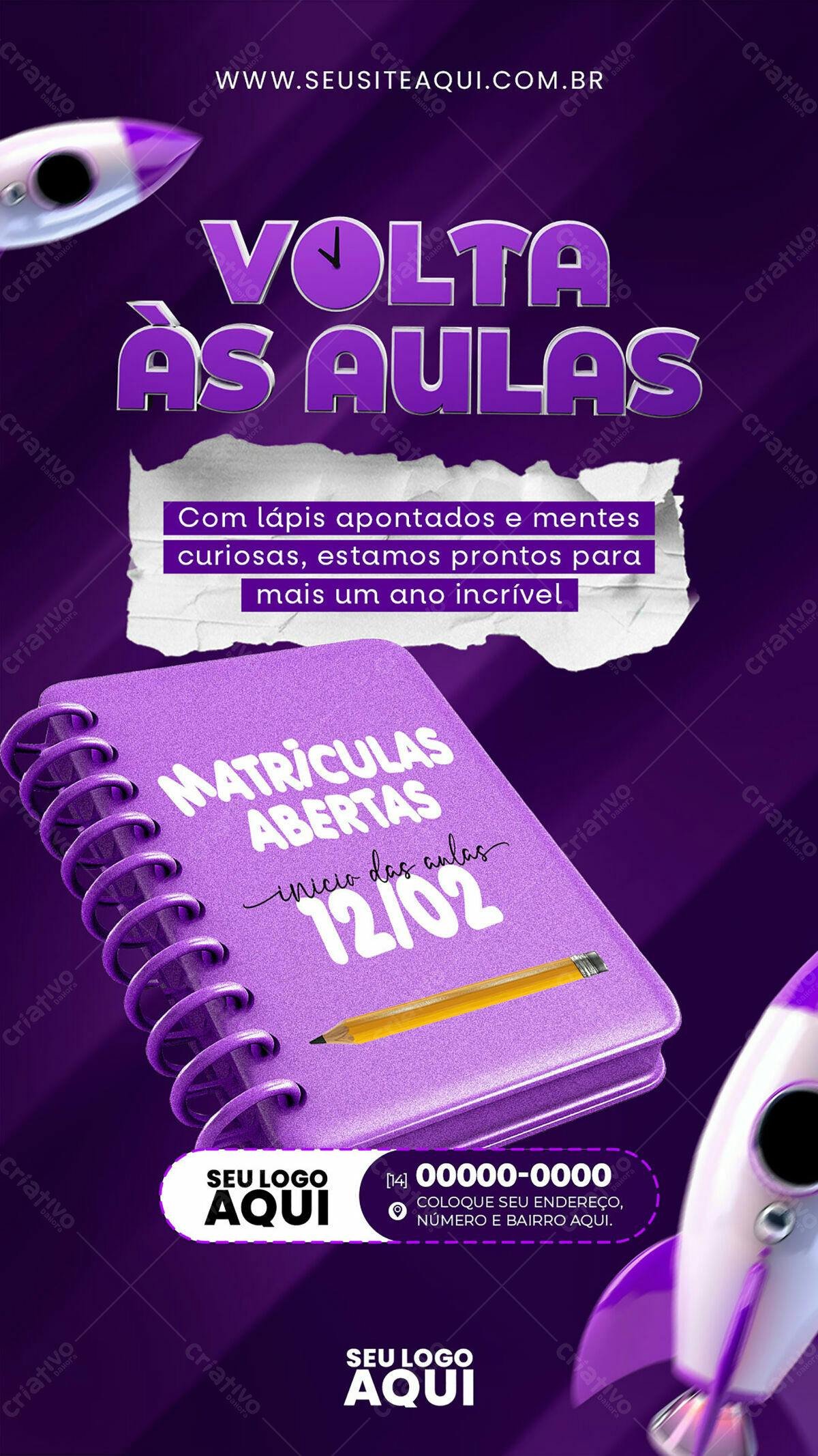 Flyer Volta às Aulas PSD Editável