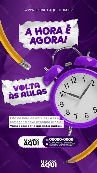 Story | volta às aulas | matrículas abertas | escola | psd e