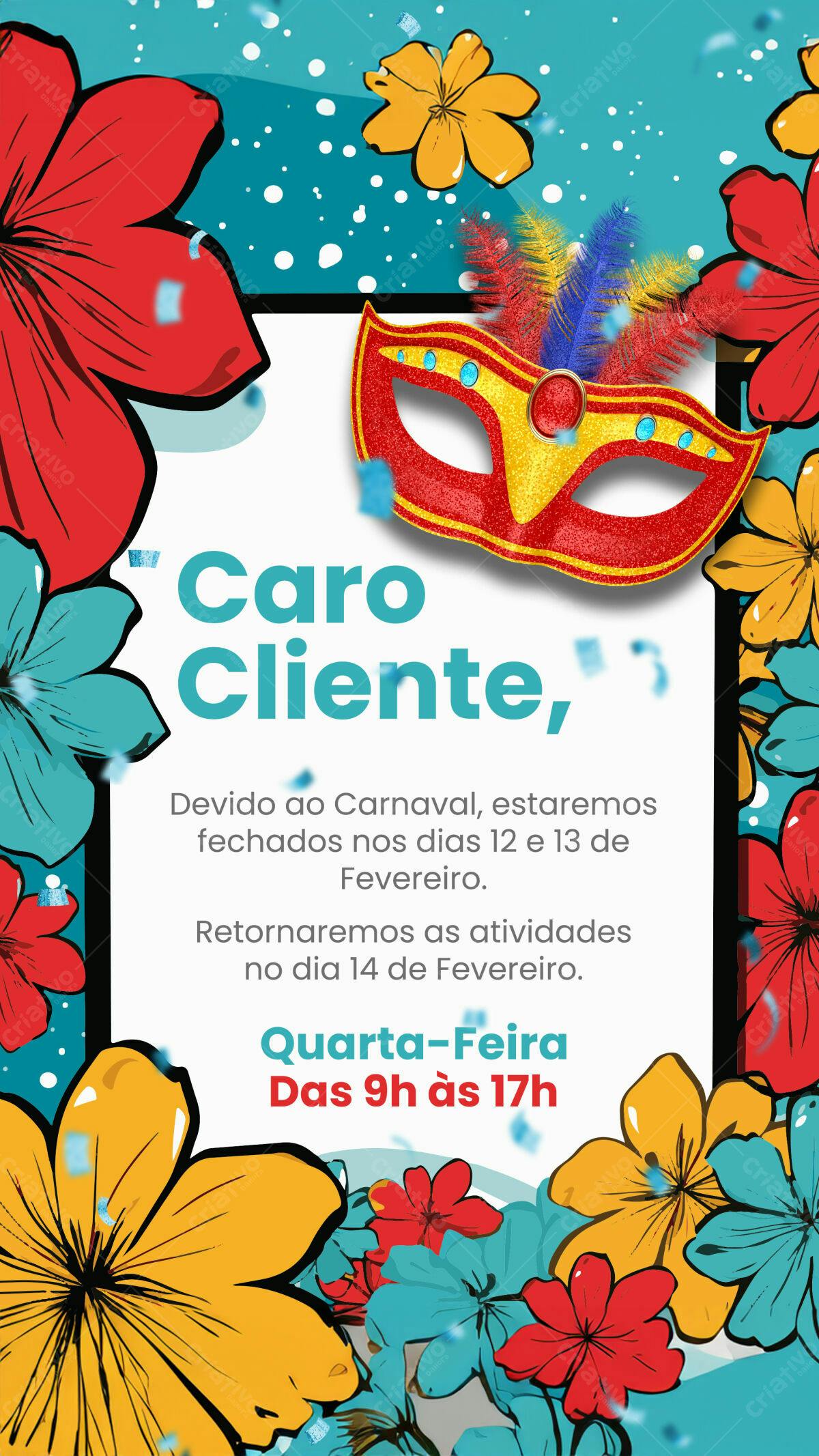 Flyer para Anúncio de Carnaval PSD Editável